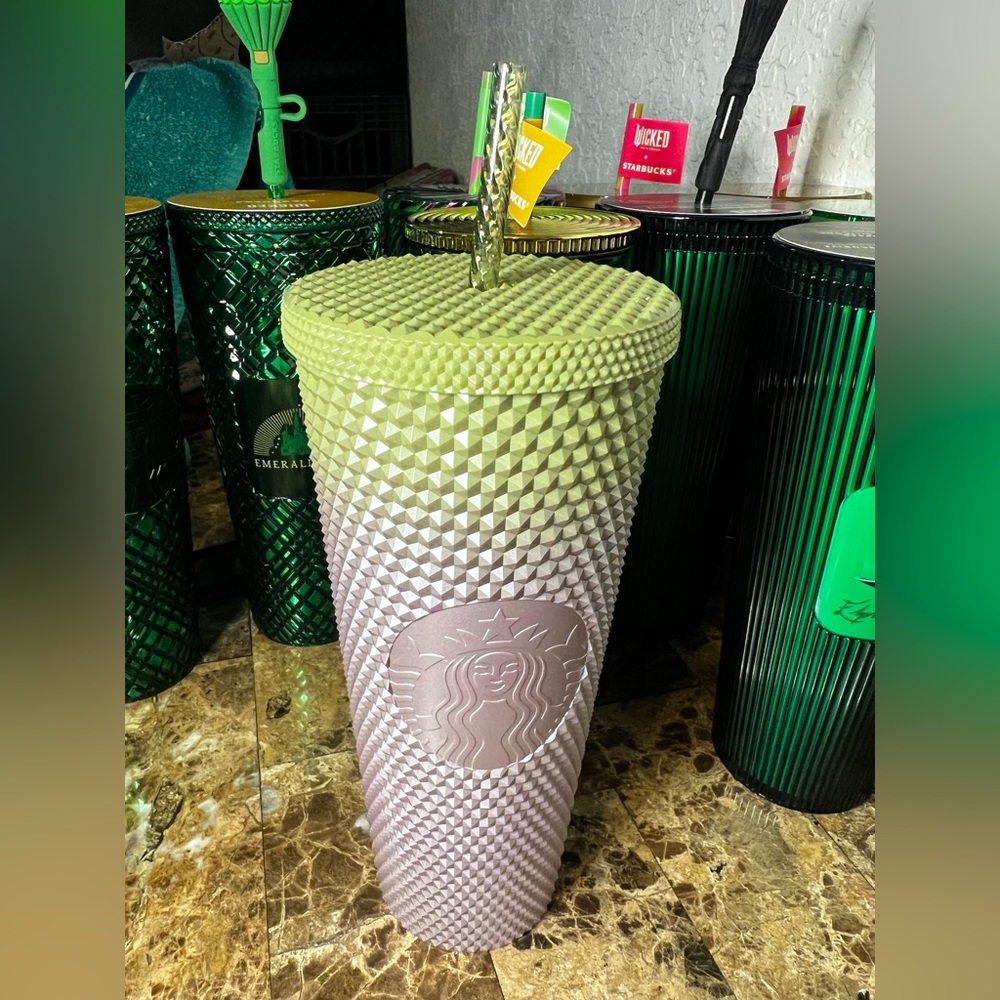 Starbucks Textured Green and Lavender Tumbler